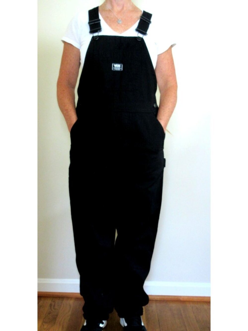 Vans Women's Ground Work Denim Carpenter overalls Black White Size XS NWT - Picture 5 of 14